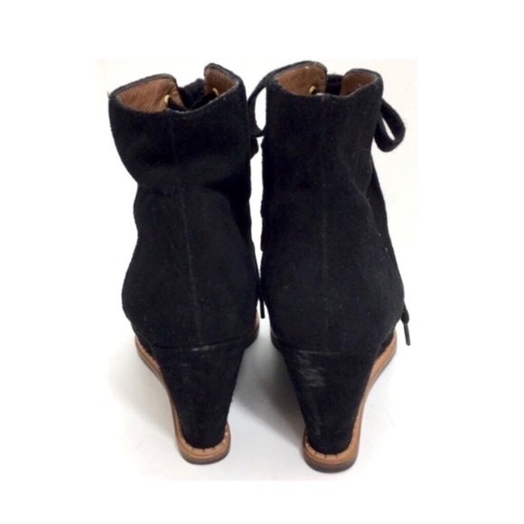 Kate Spade Suede Lace up Ankle Wedge Boot in Black - Picture 6 of 7